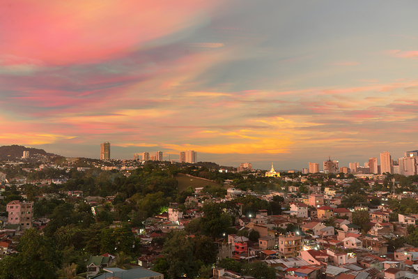 Painted Skies Over Lahug Timed Stacked Sunset in Cebu City Print