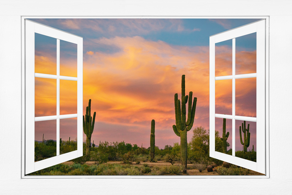 Arizona Saguaro Colorful Sky White Open Window Digital Download