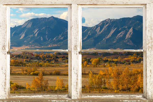 Boulder Colorado Flatirons Autumn  Rustic Window Digital Download
