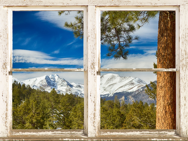 Colorado Rocky Mountain Rustic Window View Digital Download