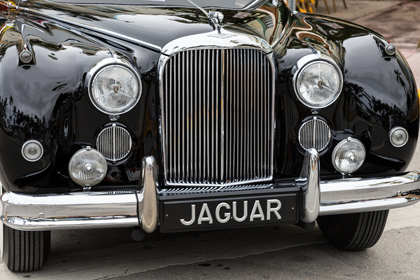 Front End of a Classic Old Black Jaguar Digital Download
