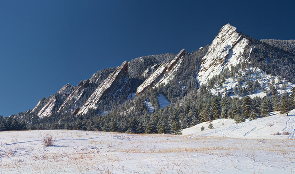 Flatiron Snow Dusted Boulder CO Panoramic  Digital Download
