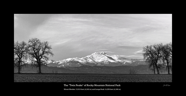 The Twin Peaks of Rocky Mountain National Park Print