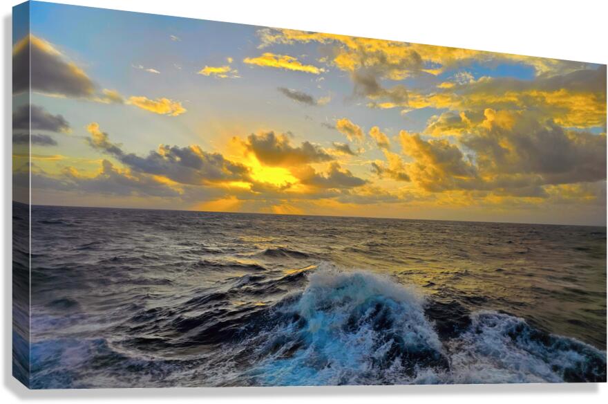 Ocean Sunset: Captivating Waves & Golden Sky Bliss Canvas Print