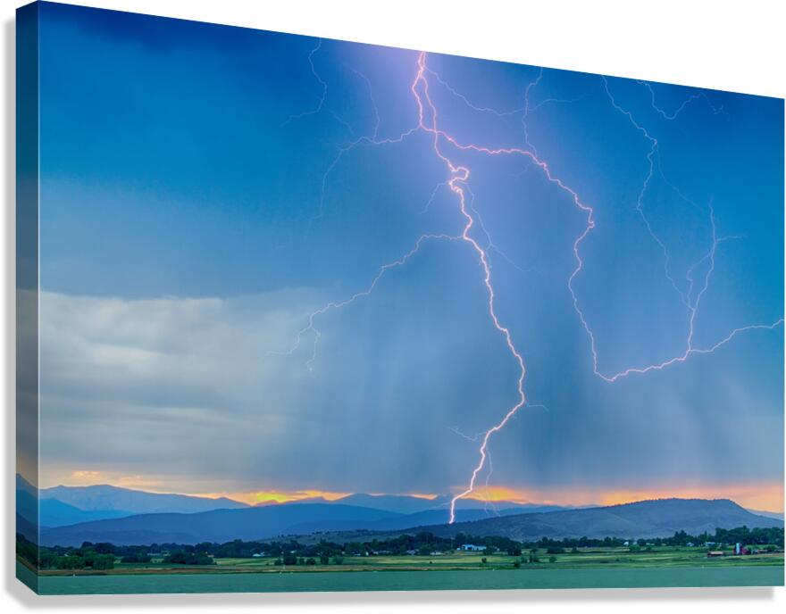 Rocky Mountain Foothills Lightning Strikes HDR Canvas Print