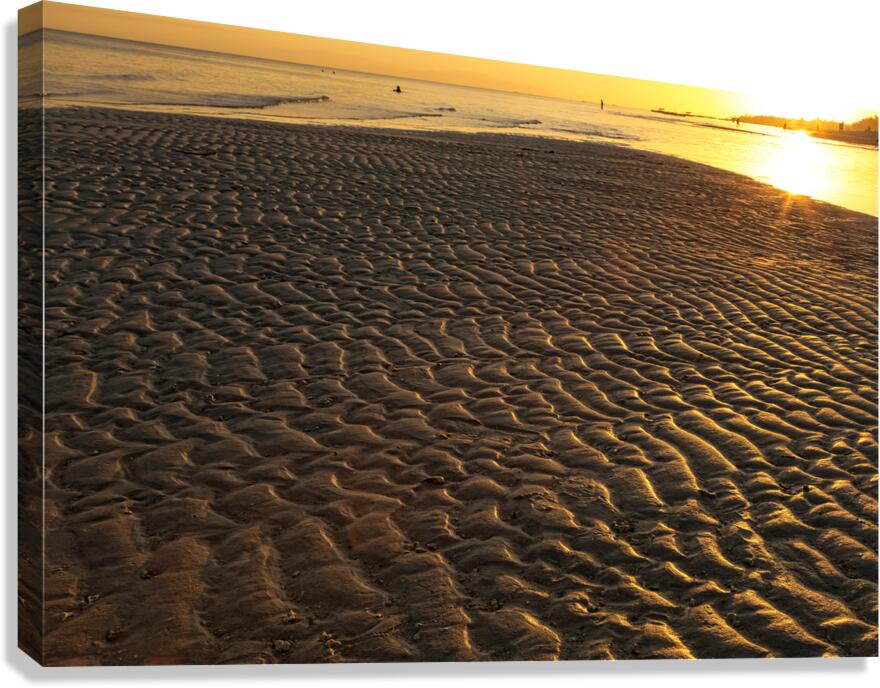 Ripples In the Sand Low Tide Golden Sunset Canvas Print