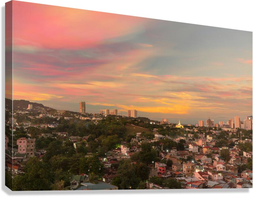 Painted Skies Over Lahug Timed Stacked Sunset in Cebu City Canvas Print