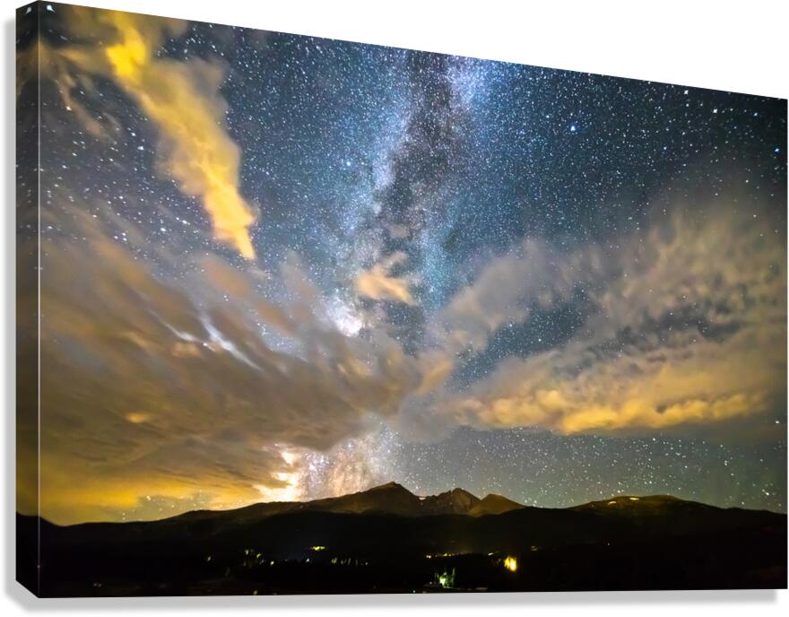 Longs Peak Milky Way Wings Canvas Print