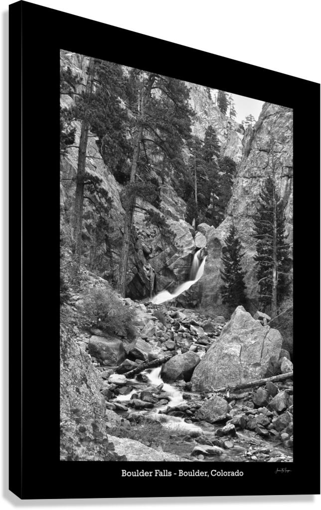 Boulder Falls Timeless Cascade in Monochrome Canvas Print