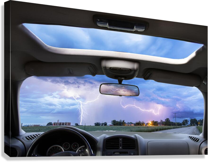 Storm Chaser View Through the Windshield and Sunroof Canvas Print