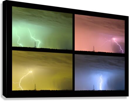 Colorful Lightning Thunderstorm Collage  Impression sur toile