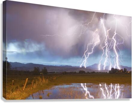Lightning Striking Longs Peak Foothills 4  Impression sur toile