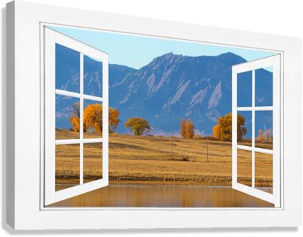 Boulder Flatirons Autumn Trees  Open Window View  Impression sur toile