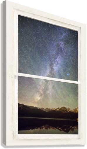 Milky Way Mountains White Rustic Window  Canvas Print