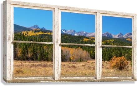 High Elevation Rocky Mountain Peaks Barn Window  Canvas Print