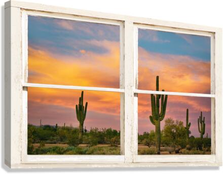 Colorful Southwest Desert Rustic Window View  Impression sur toile