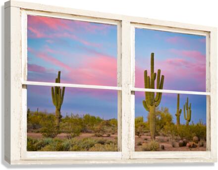 Colorful Southwest Desert Window View  Canvas Print
