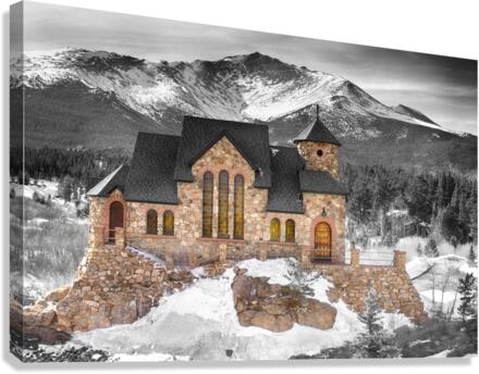 Chapel on the Rock BW Selective  Canvas Print