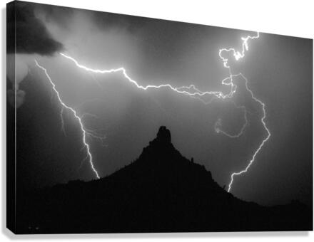 Pinnacle Peak Surrounded by Lightning Bolts  Canvas Print
