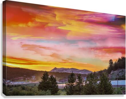 Small Mountain Town Sunset  Canvas Print