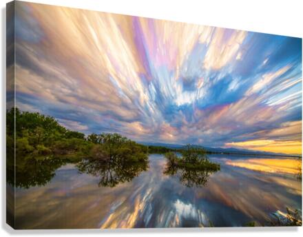 Sunset Lake Reflections Timed Stack   Impression sur toile