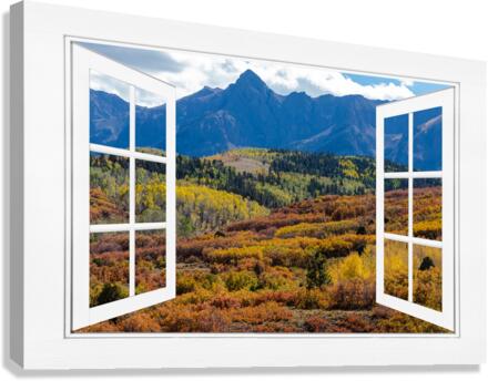 Colorful Rocky Mountains Open Window View  Canvas Print