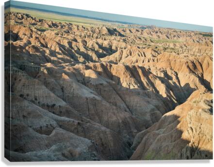 Natures Elegy Badlands Canyons Cracks and the Dance of Shadows  Impression sur toile