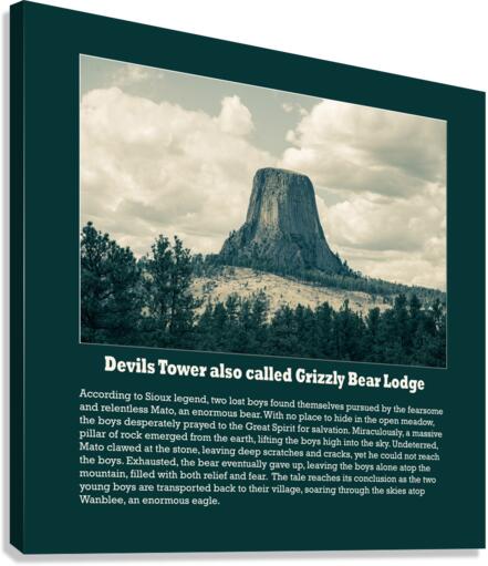 Devils Tower also called Grizzly Bear Lodge Poster  Canvas Print