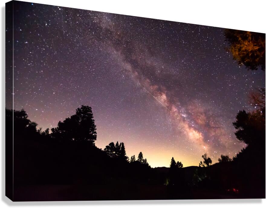 Milky Way and Perseid Meteor Shower in Colorados Poudre Canyon  Impression sur toile
