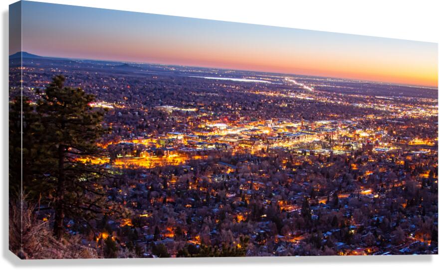 City Of Boulder Colorado Downtown Scenic Sunrise Panorama    Canvas Print