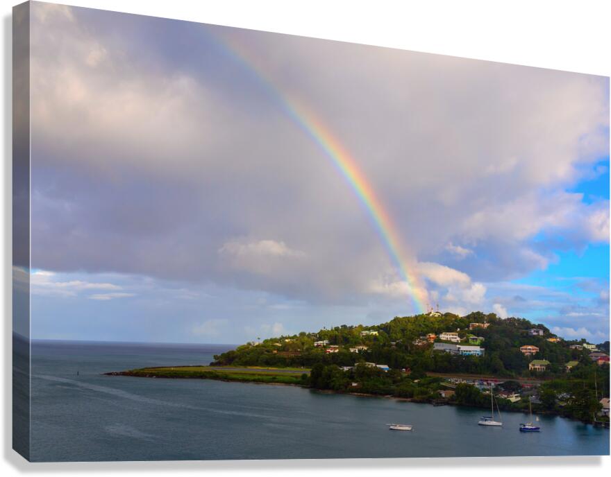 Rainbow Descending Near the Vigie Lighthouse in St Lucia  Impression sur toile