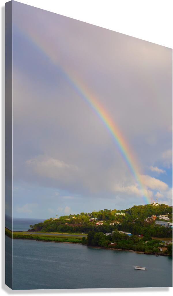Rainbow On The Lighthouse On St Lucia  Impression sur toile