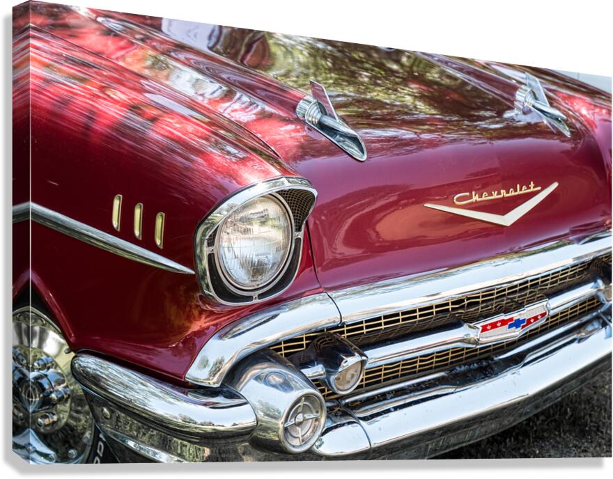 1957 Chevrolet Burgundy Bel Air Front View  Impression sur toile