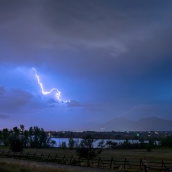 Lightning Striking Over Boulder Reservoir