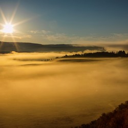 Golden Mist Sunrise Fog On Yellowstone Lake