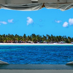 Tropical Island Boat Window View 