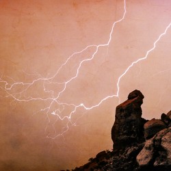 Praying Monk Camelback Mountain Lightning Monsoon Storm