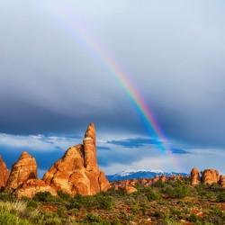 A Rainbows Light Over Utahs Desert Spires
