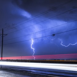 Lightning Storm Energy Over Open Highway