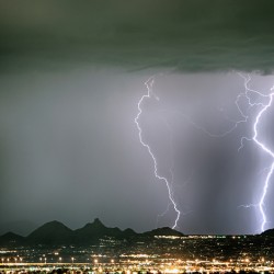 Reata Pass City Lights Lightning Strikes