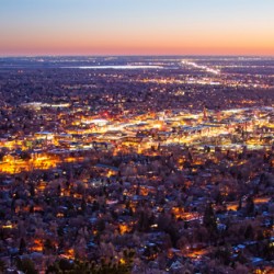 City Of Boulder Colorado Downtown Scenic Sunrise Panorama  