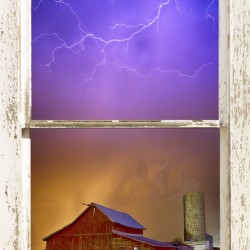 Colorful Country Storm Farm House Window View