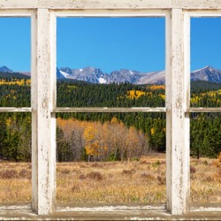 High Elevation Rocky Mountain Peaks Barn Window