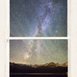 Milky Way Mountains White Rustic Distressed Window