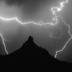 Pinnacle Peak Surrounded by Lightning Bolts