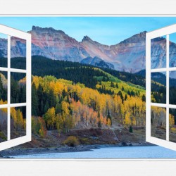Trout Lake Autumn Rocky Mountain Open White Window