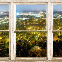 City Lights Picture Window Frame Photo Art