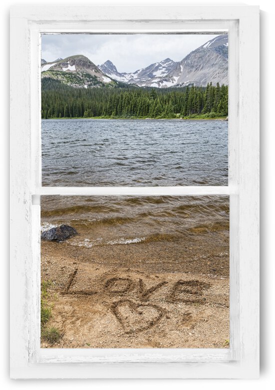 Mountain Lake White Rustic Window Of Love by Bo Insogna