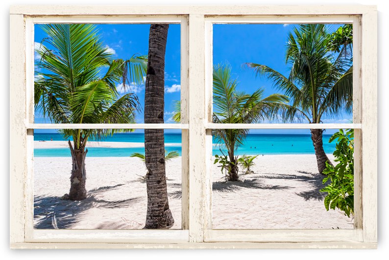 Tropical Island Rustic Window View by Bo Insogna