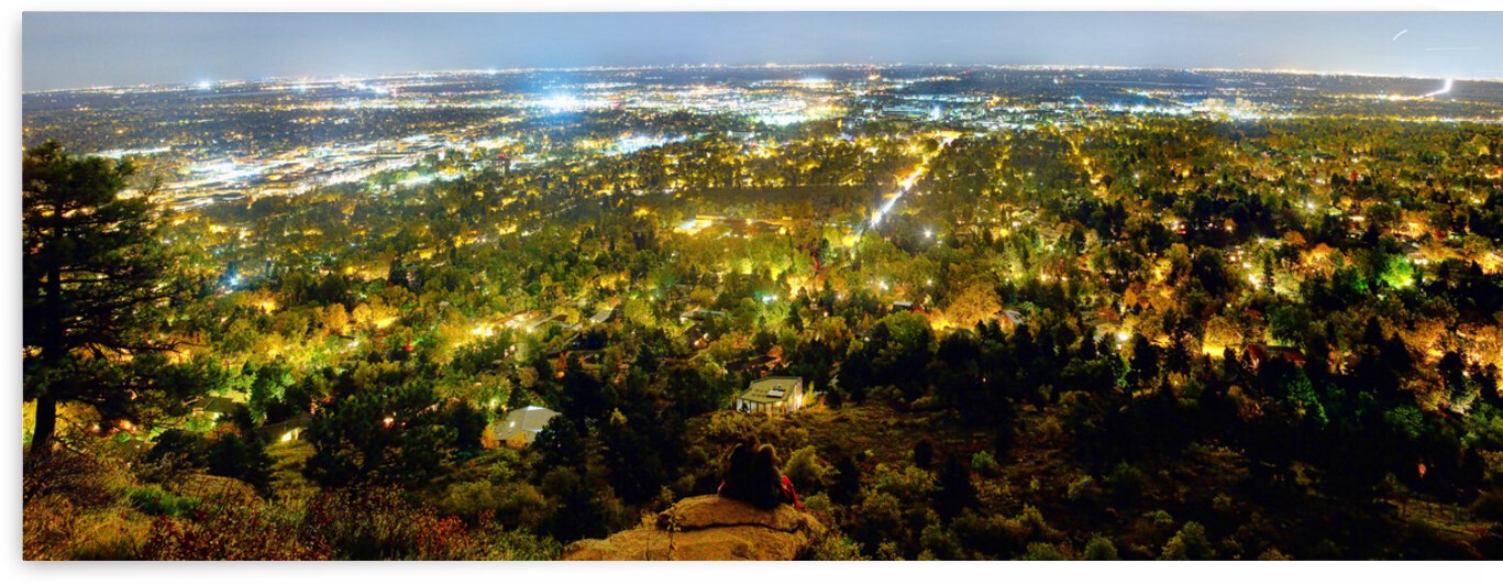 Boulder Colorado City Lights Panorama by Bo Insogna